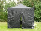 Tente Pliante FleXtents PRO 3x3m Noir, avec 4 cotés