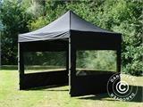 Tenda Dobrável FleXtents PRO 3x3m Preto, incl. 4 paredes laterais 