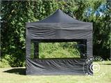 Tente Pliante FleXtents PRO 3x3m Noir, avec 4 cotés