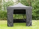 Tente Pliante FleXtents PRO 3x3m Noir, avec 4 cotés