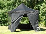 Prekybinė palapinė FleXtents PRO 3x3m Juoda, įsk. 4 šonines sienas