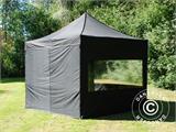 Tente Pliante FleXtents PRO 3x3m Noir, avec 4 cotés