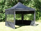 Vouwtent/Easy up tent FleXtents PRO 3x3m Zwart, inkl. 4 zijwande