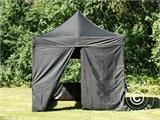 Gazebo pieghevole FleXtents PRO 3x3m Nero, incl. 4 fianchi