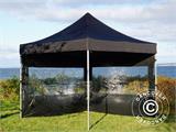 Gazebo pieghevole FleXtents PRO 3x3m Nero, incl. 4 fianchi