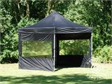 Faltzelt FleXtent PRO 3x3m Schwarz, mit 4 Seitenwänden