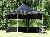 Vouwtent/Easy up tent FleXtents PRO 3x3m Zwart, inkl. 4 zijwande