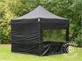 Tente Pliante FleXtents PRO 3x3m Noir, avec 4 cotés