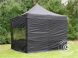 Tente Pliante FleXtents PRO 3x3m Noir, avec 4 cotés