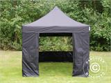 Gazebo pieghevole FleXtents PRO 3x3m Nero, incl. 4 fianchi