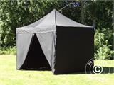 Prekybinė palapinė FleXtents PRO 3x3m Juoda, įsk. 4 šonines sienas