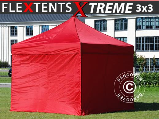 Tente pliante FleXtents Xtreme 50 3x3m Rouge, avec 4 cotés