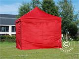 Gazebo pieghevole FleXtents Xtreme 50 3x3m Rosso, inclusi 4 fianchi