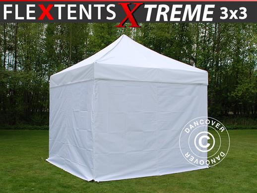 Vouwtent/Easy up tent FleXtents Xtreme 50 3x3m Wit, inkl. 4 Zijwanden