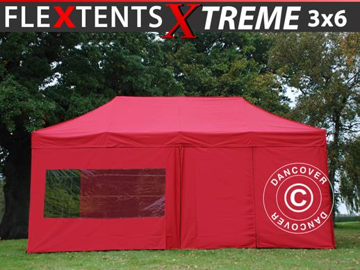 Tente pliante FleXtents Xtreme 50 3x6m Rouge, avec 6 cotés