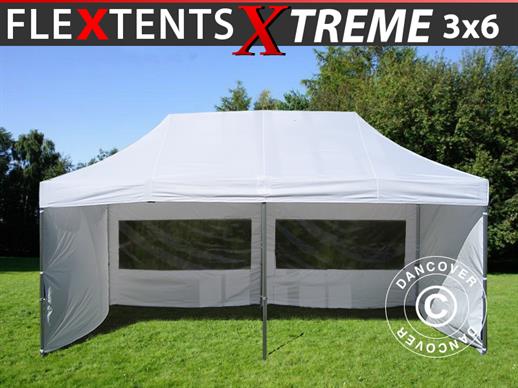 Brzo sklopivi paviljon FleXtents Xtreme 50 3x6m Bijela, uključ. 6 bočne stranice