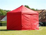 Vouwtent/Easy up tent FleXtents PRO 3x3m Rood, inkl. 4 Zijwanden