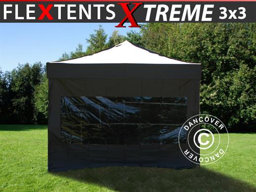 Pop up aiatelk FleXtents Xtreme 50 3x3m Must, kaasas 4 külgseinad