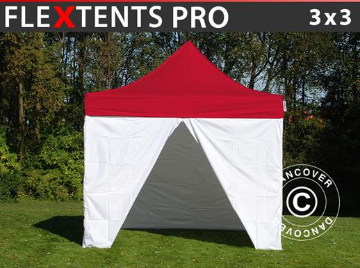 Faltzelt FleXtents® PRO, Sanitäts- & Notfallzelt, 3x3m, rot/weiß, inkl. 4 Seitenwände