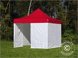 Tenda dobrável FleXtents® PRO, Tenda  Médica & Emergência, 3x3m, Vermelho/Branco, incl. 4 paredes laterais