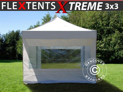 Faltzelt FleXtents Xtreme 50 3x3m Weiß, mit 4 Seitenwänden