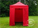 Faltzelt FleXtents PRO 2x2m Rot, mit 4 Seitenwänden