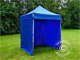 Faltzelt FleXtents PRO 2x2m Blau, mit 4 Seitenwänden