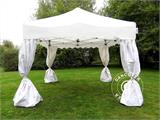 Vouwtent/Easy up tent FleXtents Xtreme 50 "Wave" 3x3m Wit, inkl. 4 decoratieve gordijnen