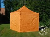 Vouwtent/Easy up tent FleXtents PRO 3x3m Oranje, inkl. 4 Zijwanden