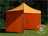 Tente pliante FleXtents PRO 3x3m Orange, avec 4 cotés