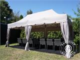 Tenda dobrável FleXtents PRO "Peaked" 3x6m Latte, com 6 paredes laterais e 6 cortinas decorativas