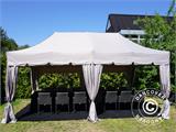 Gazebo pieghevole FleXtents PRO "Peaked" 3x6m Latte, incl. 6 pareti laterali e 6 tende decorative