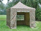 Tente pliante FleXtents PRO 3x3m Camouflage, avec 4 cotés