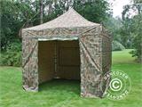 Tente pliante FleXtents PRO 3x3m Camouflage, avec 4 cotés