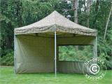 Vouwtent/Easy up tent FleXtents PRO 3x3m Camouflage/Militair, inkl. 4 Zijwanden