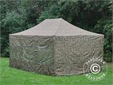 Vouwtent/Easy up tent FleXtents PRO 4x6m Camouflage/Militair, inkl. 8 Zijwanden