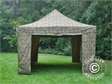 Vouwtent/Easy up tent FleXtents PRO 4x6m Camouflage/Militair, inkl. 8 Zijwanden