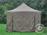 Faltzelt FleXtents PRO 4x6m Camouflage, mit 8 Seitenwänden