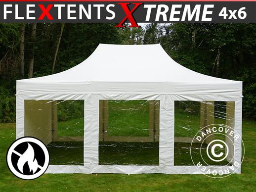 Vouwtent/Easy up tent FleXtents Xtreme 50 Heavy Duty 4x6m Wit, inkl. 8 Zijwanden