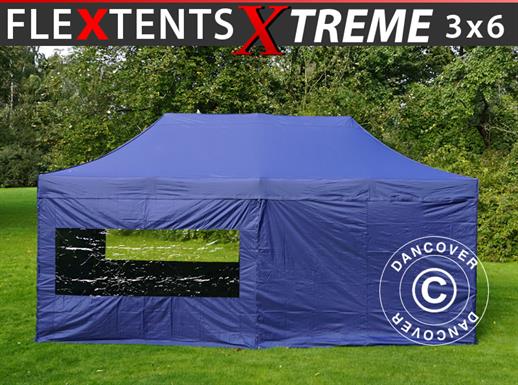 Tente pliante FleXtents Xtreme 50 3x6m Bleu foncé, avec 6 cotés