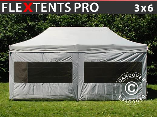 Tente pliante FleXtents PRO 3x6m argenté, avec 6 cotés