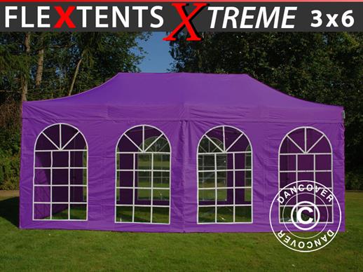 Saliekamā nojume FleXtents Xtreme 50 Vintage Style 3x6m Purpura, ar 6 sānu sienām