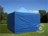 Faltzelt FleXtents PRO 4x4m Blau, mit 4 Seitenwänden