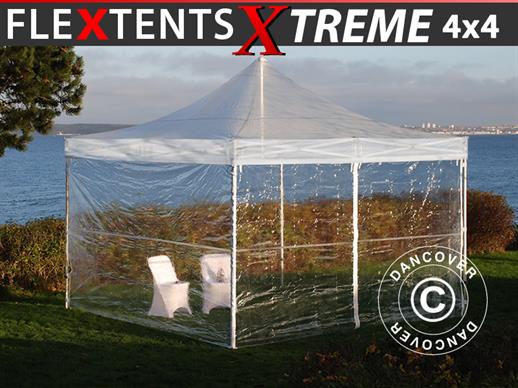 Quick-up telt FleXtents Xtreme 50 4x4m Transparent, inkl. 4 sider
