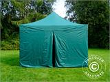 Tente pliante FleXtents PRO 4x4m Vert, avec 4 cotés