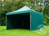 Tente pliante FleXtents PRO 4x4m Vert, avec 4 cotés