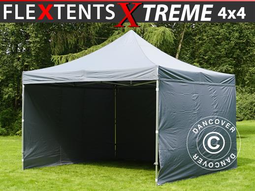 Quick-up telt FleXtents Xtreme 50 4x4m Grå, med 4 sider