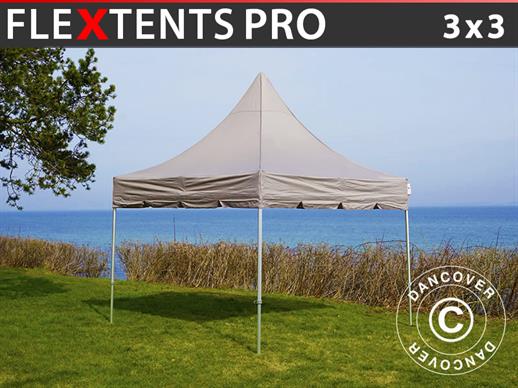 Vouwtent/Easy up tent FleXtents PRO Peak Pagoda 3x3m Latte