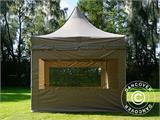 Faltzelt FleXtents PRO Peak Pagoda 3x3m Latte, mit 4 Seitenwänden