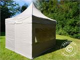 Tente pliante FleXtents PRO Peak Pagoda 3x3m Latte, Incl. 4 parois latérales